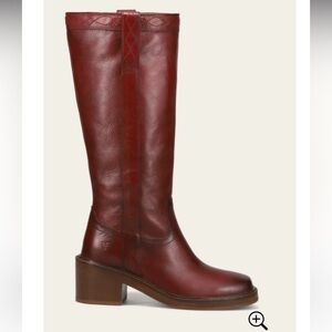 Frye Knee High Boots - Deep Red Leather Kate Pull On Wide Calf Merlot / 8.5